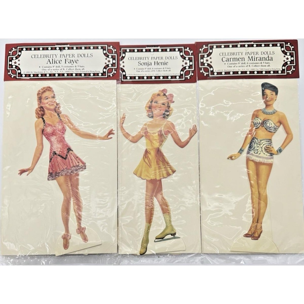 Vtg 1992 B. Shackman Celebrity Paper Dolls Classic Hollywood Movie Stars 9" Lot